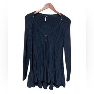 Free People Ribbed Tunic Sweater Top With Ruffle Hem Size XS